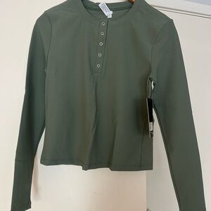 NWT 90 Degree Agave Green Henley Top
